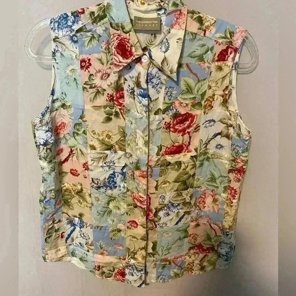 Liz Claiborne Sleeveless Patched Top Size M - Picture 1 of 3